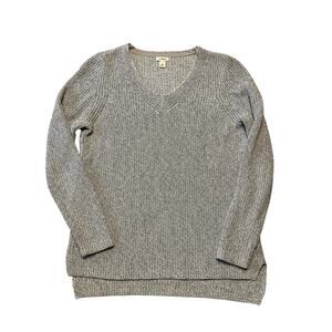 L.L. Bean V-Neck Sweater GRAY Large